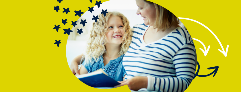 image of a mother and daughter reading at home