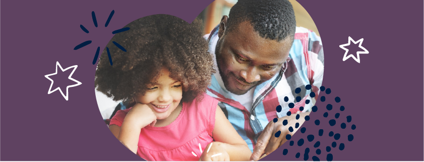 image of a parent helping his daughter learning to read