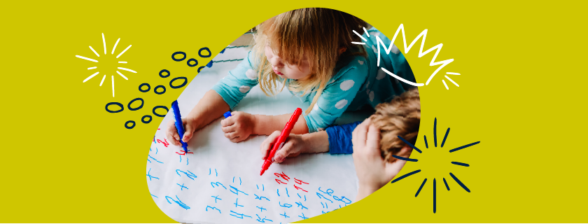 Image showing children writing maths sums