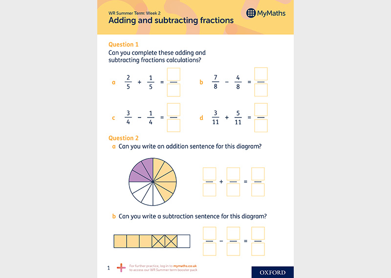 Mymaths Adding And Subtracting Fractions Oxford Owl For Home 5592