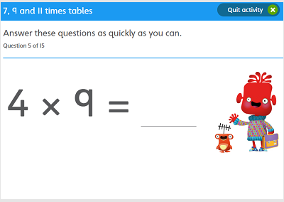 Times tables quiz